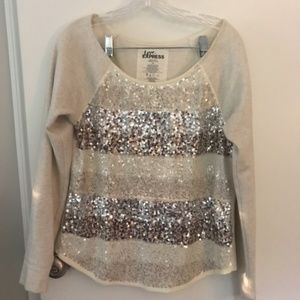 Express Sequin Scoop Neck Sweatshirt
